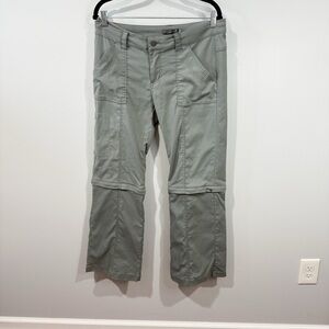 Prana Convertible Hiking Pants Gray Outdoor Zip Off Size 10